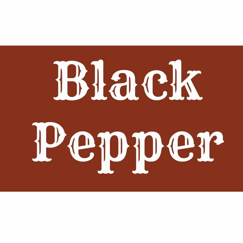the word black pepper on a brown background