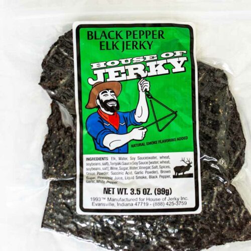 bag of black pepper elk jerky