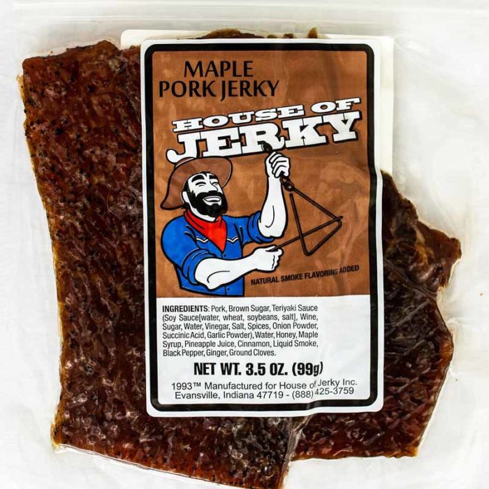 bag of maple pork jerky