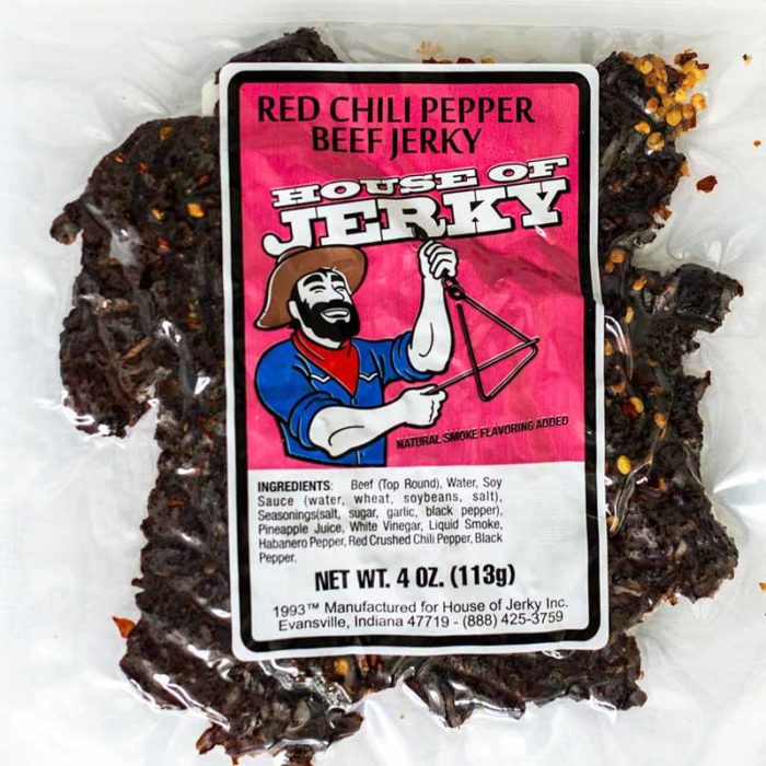 bag of red chili pepper beef jerky