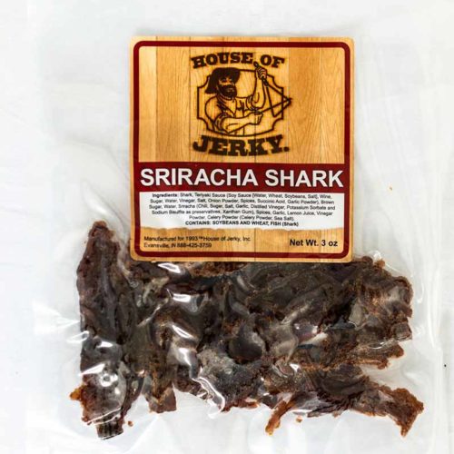 bag of sriracha shark jerky