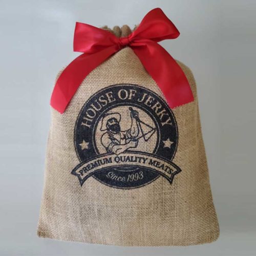 House of Jerky burlap gift bag