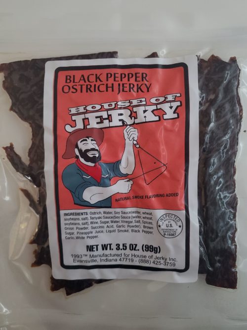 Bag of Black Pepper Ostrich Jerky