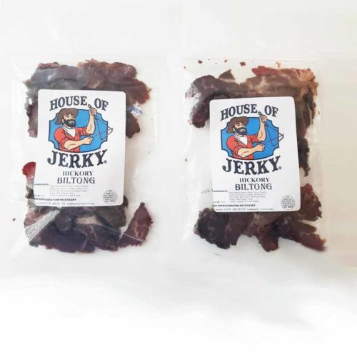 Two packages of hickory biltong jerky